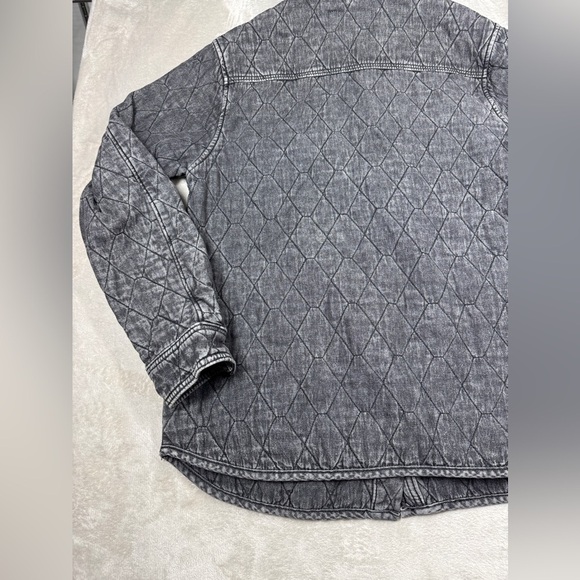 NWOT Blank NYC Quilted Acid Wash Faded Black Button Front Chore Coat Jacket M - Picture 10 of 14
